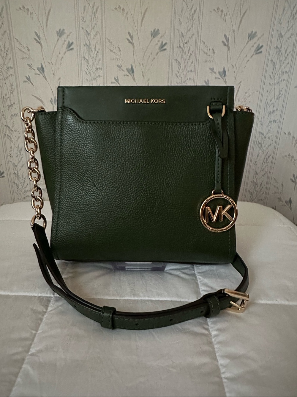 Michael Kors Olive Green Leather Crossbody
